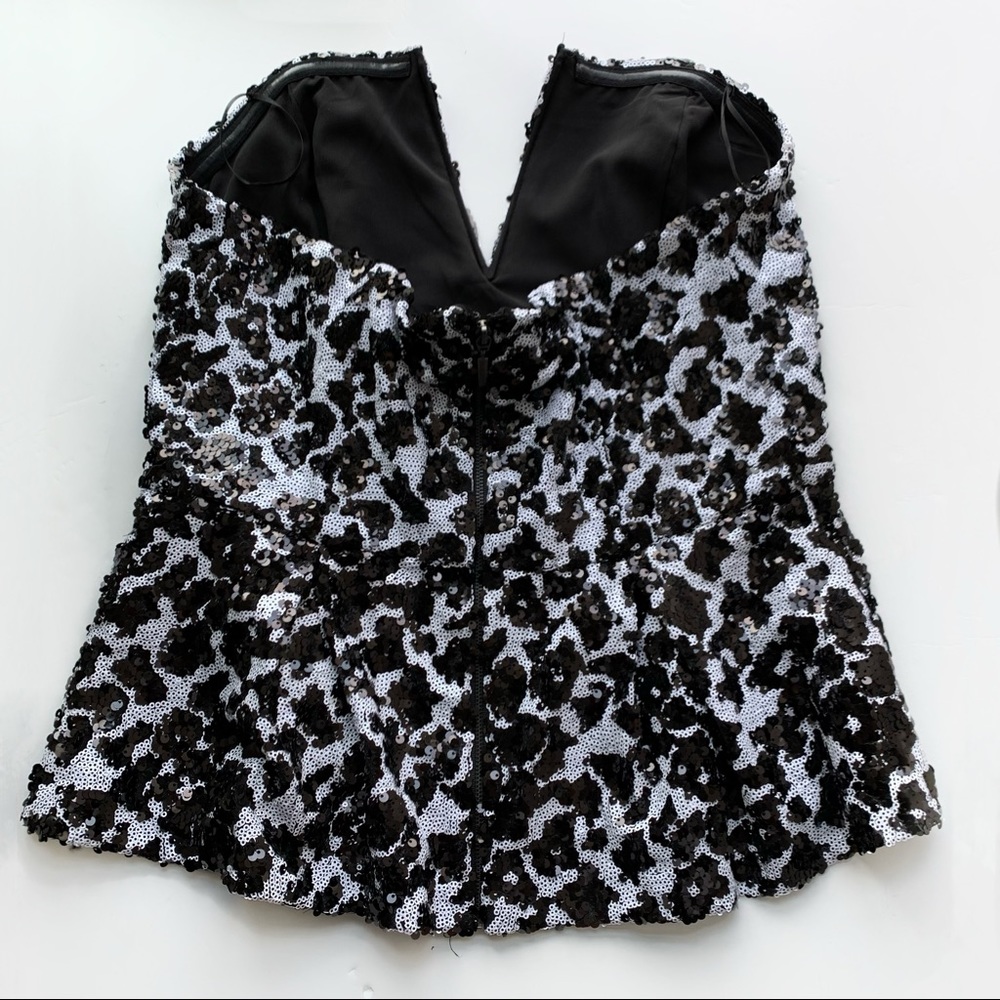Guess black and white sequin strapless size L - Picture 2 of 9